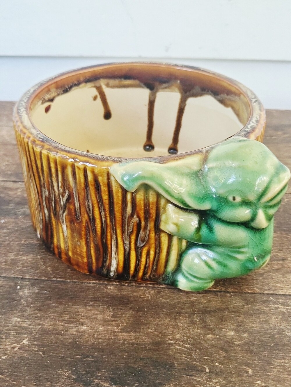 Vintage Costa Farms Elephant Drip Glazed Planter - Succulant Planter - Trinket